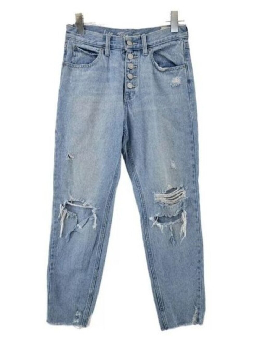 FREE PEOPLE - WE THE FREE - DISTRESSED BOYFRIEND JEAN WITH EXPOSED BUTTON FLY